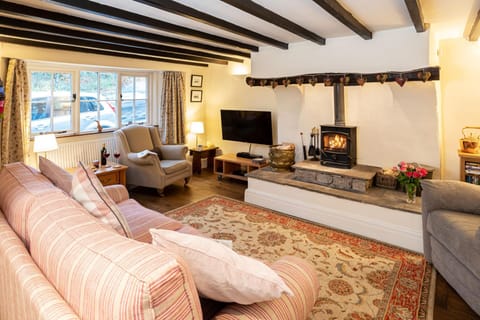 Cottage | Living area | 30-inch TV with digital channels, fireplace