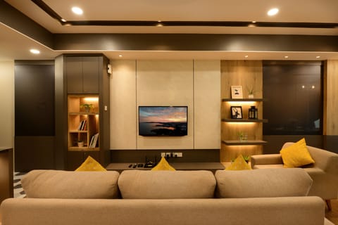 Family Apartment, 3 Bedrooms | Living area | 0-inch LED TV with satellite channels, TV