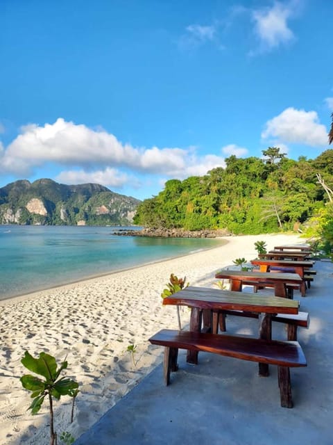 On the beach, white sand