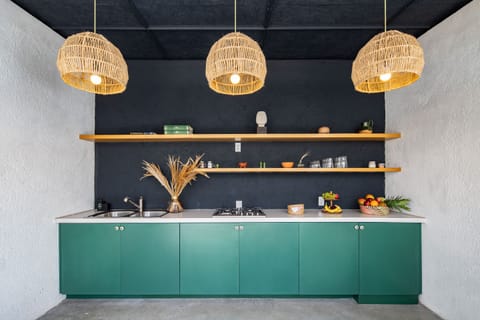 Luxury Villa | Private kitchen | Full-size fridge, microwave, oven, stovetop