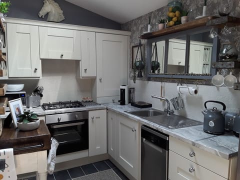 Deluxe Apartment | Private kitchen | Full-size fridge, microwave, oven, stovetop