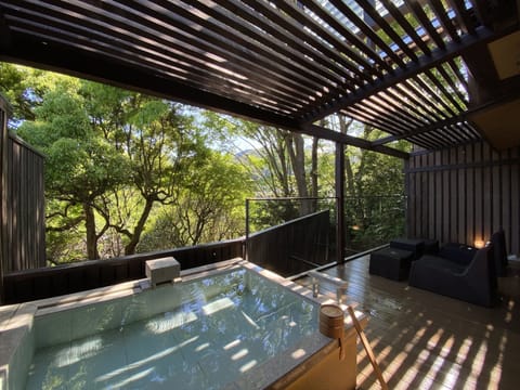 Japanese-Style Room "MIYAKO" with Open Air Bath, Non Smoking  | Bathroom | Free toiletries, hair dryer, slippers, electronic bidet