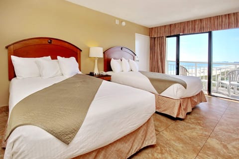 Standard Room, 2 Double Beds, Partial Sea View | In-room safe, blackout drapes, iron/ironing board, bed sheets