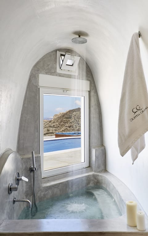 Honeymoon Villa, 1 Queen Bed, Sea View (Private Heated Pool) | Bathroom | Combined shower/tub, jetted tub, free toiletries, hair dryer