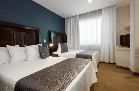 Standard Room, 2 Double Beds, Non Smoking, Microwave | Minibar, desk, iron/ironing board, travel crib