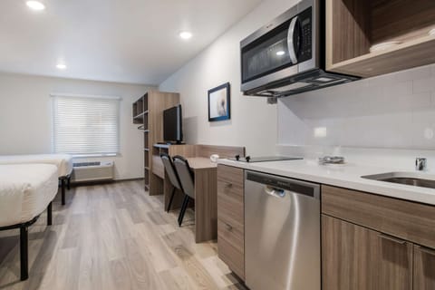 Individually decorated, individually furnished, desk, laptop workspace