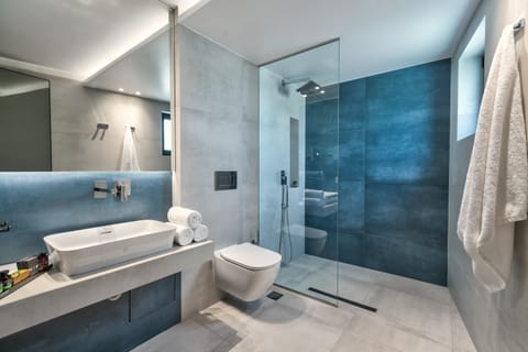 Exclusive Suite | Bathroom | Shower, rainfall showerhead, designer toiletries, hair dryer
