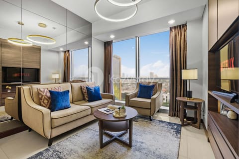 Apartment, 1 Bedroom, City View | Living area | 43-inch Smart TV with satellite channels, TV, Netflix