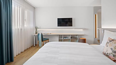 Hypo-allergenic bedding, desk, laptop workspace, soundproofing