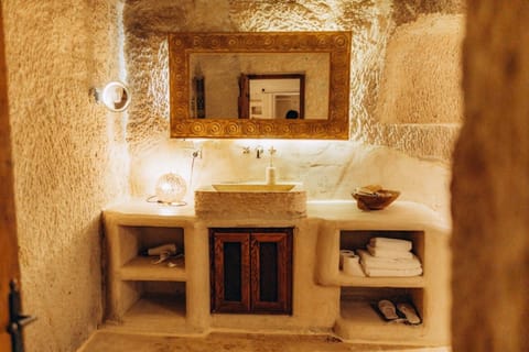 Luxury Room | Bathroom | Designer toiletries, hair dryer, slippers, bidet