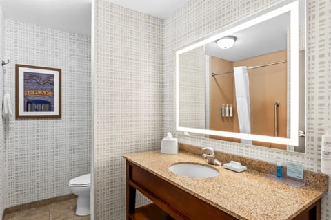 Room, 1 King Bed, Accessible | Bathroom | Hair dryer, towels