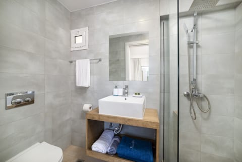 Shower, slippers, towels