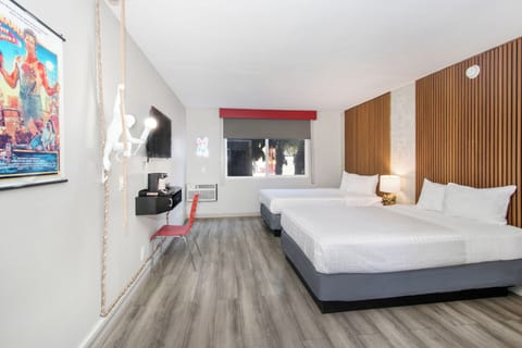 Basic Room, 2 Double Beds | Desk, laptop workspace, blackout drapes, iron/ironing board