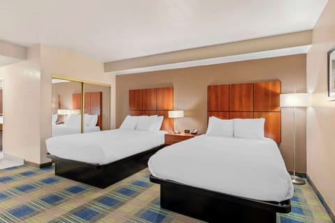 Standard Room, 2 Queen Beds, Non Smoking, Refrigerator & Microwave (Oversized Room) | Desk, laptop workspace, blackout drapes, iron/ironing board