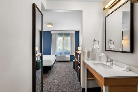 Room, 1 Queen Bed, Roll-in Shower | Desk, laptop workspace, iron/ironing board, free WiFi