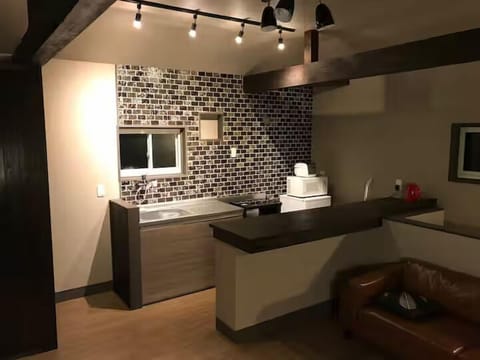 Standard Apartment | Private kitchen | Full-size fridge, microwave, stovetop, electric kettle