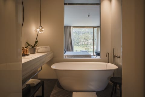 Deluxe Double Room | Bathroom | Separate tub and shower, rainfall showerhead, hair dryer, bathrobes