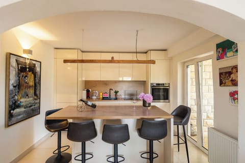 Apartment (A1) | Private kitchen | Fridge, microwave, oven, stovetop