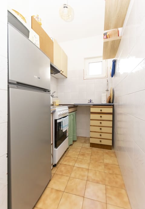 Apartment (A1) | Private kitchen | Fridge, microwave, oven, stovetop