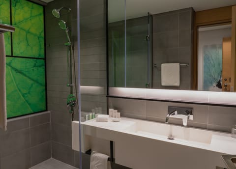 Slippers, bidet, towels, soap