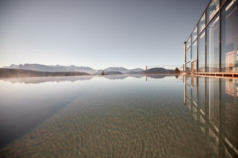 Indoor pool, outdoor pool, sun loungers