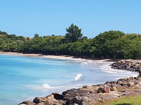 On the beach, white sand