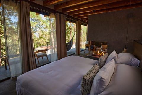 Hammock Suite with king bed and fireplace | In-room safe, desk, laptop workspace, blackout drapes