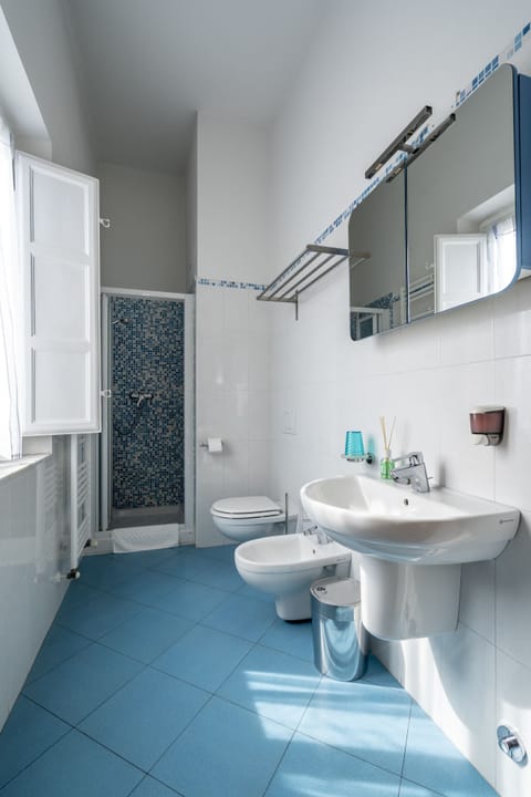 Shower, free toiletries, hair dryer, bidet