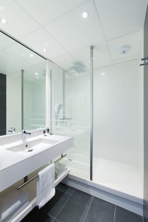 Eco-friendly toiletries, hair dryer, towels