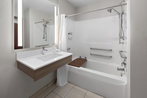 Standard Room, 2 Queen Beds | Bathroom | Combined shower/tub, free toiletries, hair dryer, towels
