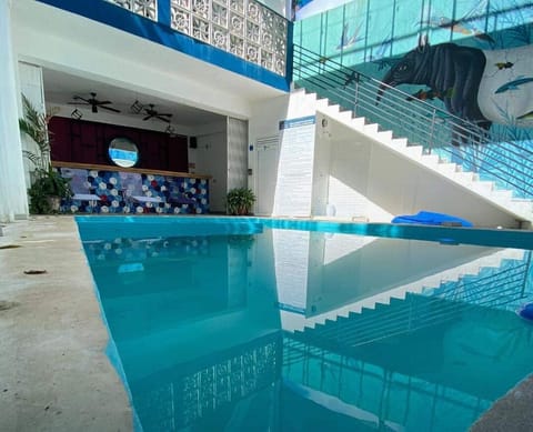 Outdoor pool, sun loungers