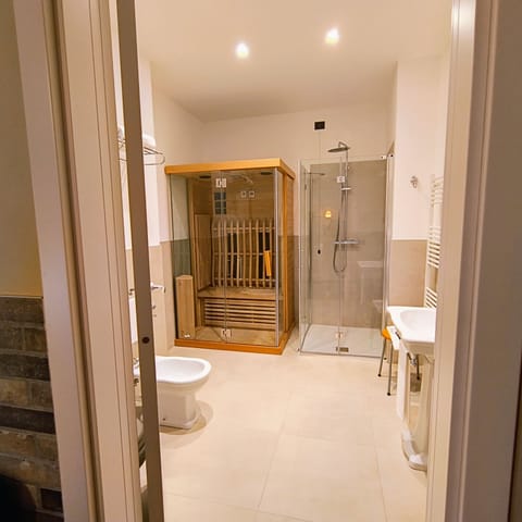 Suite | Bathroom | Hydromassage showerhead, free toiletries, hair dryer, bidet
