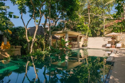 Outdoor pool, sun loungers