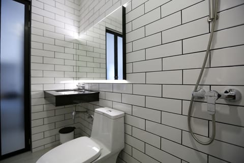 Shower, free toiletries, hair dryer, bidet