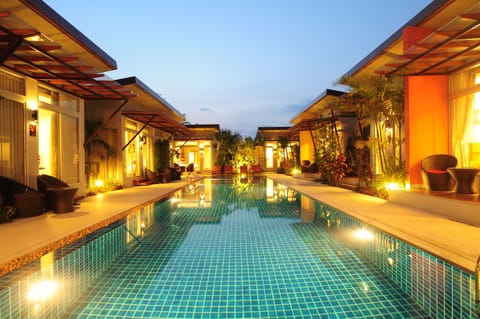 Outdoor pool, sun loungers