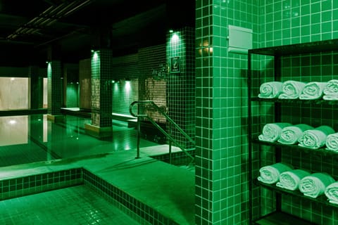 Indoor pool, open 9:00 AM to 9:00 PM, sun loungers