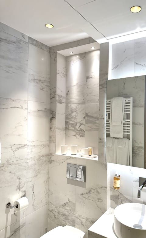 Romantic Suite, 1 Queen Bed with Sofa bed, Terrace | Bathroom | Designer toiletries, hair dryer, towels, soap