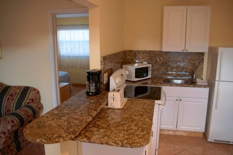 Apartment, 1 Bedroom | Private kitchen | Full-size fridge, microwave, coffee/tea maker