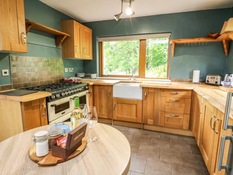 Fridge, electric kettle, cookware/dishes/utensils