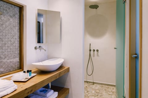 Shower, free toiletries, hair dryer, slippers