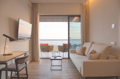 Superior Suite | Living area | 45-inch Smart TV with cable channels, TV