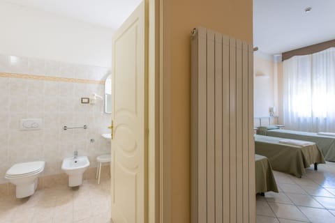 Shower, free toiletries, hair dryer, bidet