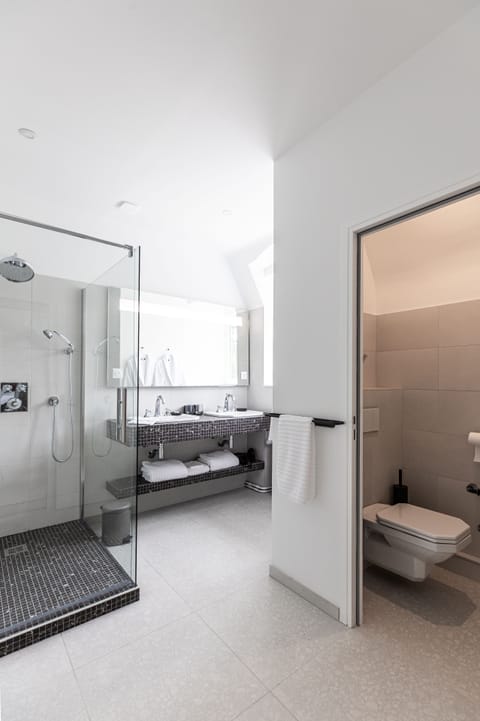 Deluxe Double Room | Bathroom | Shower, rainfall showerhead, hair dryer, bathrobes