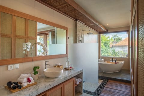 Deluxe Suite | Bathroom | Shower, designer toiletries, hair dryer, towels