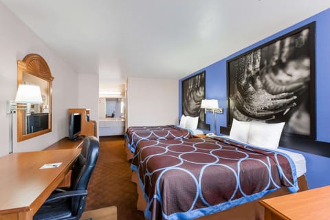 Room, 2 Queen Beds, Smoking | Desk, laptop workspace, iron/ironing board, free WiFi