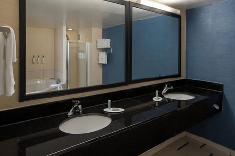 Suite, 1 Bedroom, Corner (Mobility Accessible, Tub) | Bathroom | Combined shower/tub, free toiletries, hair dryer, towels
