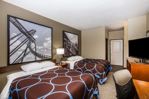 1 bedroom, desk, blackout drapes, iron/ironing board