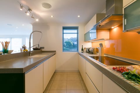 Fridge, dishwasher, electric kettle, toaster