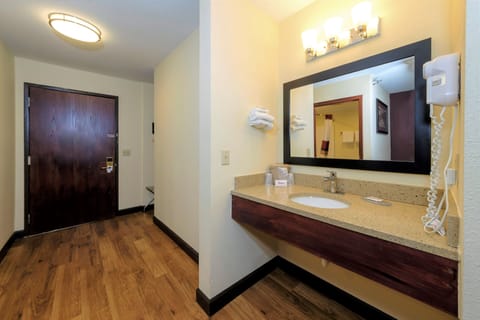 Superior Room, 1 King Bed, Jetted Tub (Smoke Free) | Bathroom | Free toiletries, hair dryer, towels, soap