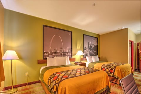 Room, 2 Queen Beds | Blackout drapes, iron/ironing board, free cribs/infant beds